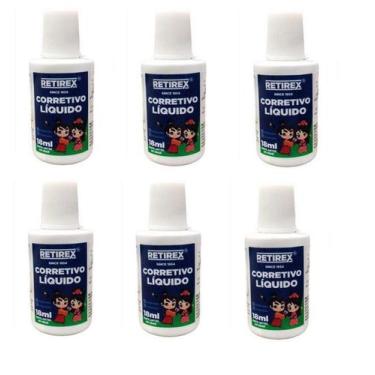 Imagem de KIT 6un Corretivo Escolar Líquido Retirex 18ml cada frasco