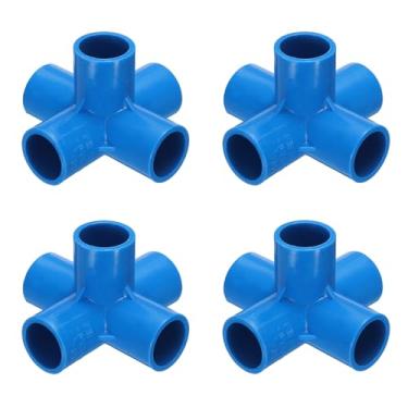 Imagem de HARFINGTON 4 peças de acessórios para tubos de PVC de 5 vias, conector de tubo de cotovelo de 90 graus, acoplamento de tubulação de 90 graus, acessórios de cotovelo para esgoto, canalização, drenagem,
