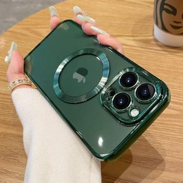 Imagem de Spevert Capa magnética transparente para iPhone 16 Pro com protetor de lente de câmera capa de polipropileno de proteção total compatível com MagSafe Elegant Anti-Scratch (verde, iPhone 16 Pro (6,3