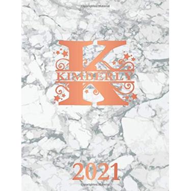 Imagem de Kimberly: 2021. Personalized Name Weekly Planner Diary 2021. Monogram Letter K Notebook Planner. White Marble & Rose Gold Cover. Datebook Calendar Schedule