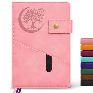 Imagem de PAIBAS Caderno em branco, caderno de desenho A5 de couro de capa dura com 200 páginas, papel branco grosso para homens e mulheres, diário de desenho e escrita sem forro, caderno liso de 15 x 21 cm