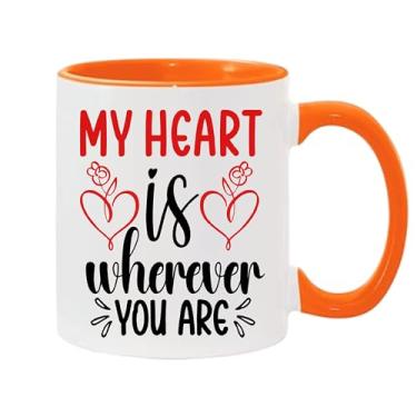 Imagem de SpreadPassion Caneca de café My Heart Is Wherever You are, presente para namorado e namorada, ideia de presente de dia dos namorados, presente para marido e esposa, ideia de presente de aniversário do