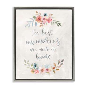 Imagem de Stupell Industries Design de parede em tela flutuante emoldurada Best Memories at Home por Carol Robinson, Moldura flutuante cinza, 43 x 53 cm