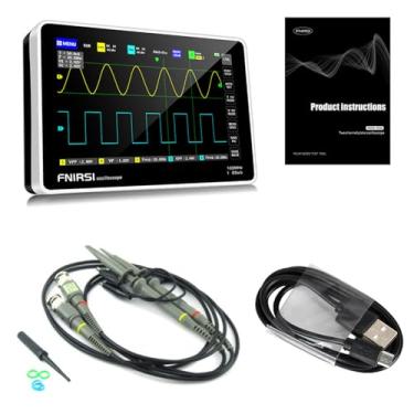 Imagem de Osciloscópio digital portátil de canal duplo 1013D, kit de osciloscópio de armazenamento digital portátil, com 2 canais, largura de banda de 100 MHz, taxa de amostragem de 1GSa/s, tela sensível ao t