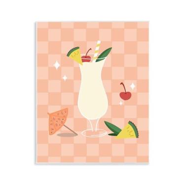 Imagem de Stupell Industries Pina Colada em Placa de Parede Xadrez Design de Arte por Anna Quach, 28 x 35 cm