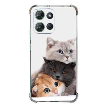 Imagem de Beaucov Capa para Moto G 2025, capa protetora contra quedas de gatos fofos à prova de choque TPU capa protetora de corpo inteiro resistente a arranhões para Motorola Moto G 2025