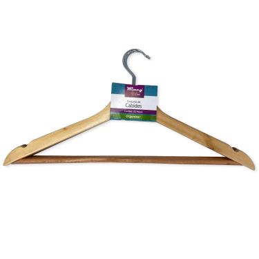 Imagem de Kit de 3 Cabides de Madeira Marfim com Verniz