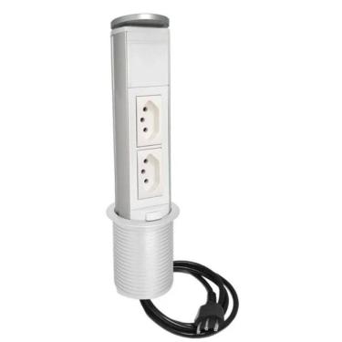 Imagem de Torre De Tomada Mini Totem Manual 2 Tomadas 10A - Branco