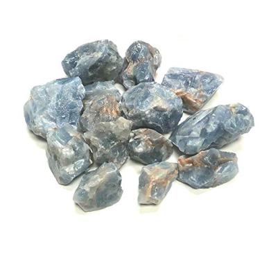 Imagem de Zentron Pedras de calcita azuis ásperos da Crystal Collection - Peças grandes de 2,54 cm em saco de veludo (40 kg)