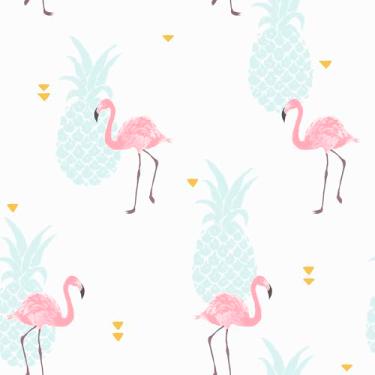 Imagem de Papel De Parede 12m Adesivo Flamingo Lavavél Rosa
