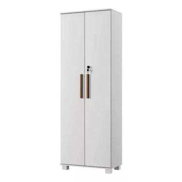 Imagem de Armário Multiuso Bahia 2 Porta Com Chave 4 Prateleira Interna Branco