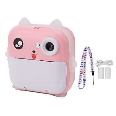 Imagem de Grcfumo Câmera de impressão digital infantil, foto de impressão de câmera infantil com cordão, câmera de vídeo infantil USB de 2,4 polegadas para meninas meninos crianças (Pink)