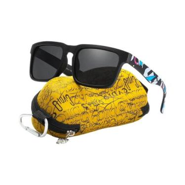 Imagem de Óculos de Sol Polarizados Pretos Foscos Masculinos - Com Estojo e Hast