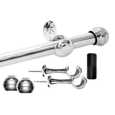Imagem de Varão de Cortina Cromado 4 Metros 28mm Grosso com Kit Instalação Bastão P/Cortina