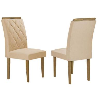 Imagem de Kit 2 Cadeiras Paris em Veludo Estofadas Cel Móveis Cor Bege - Estrela