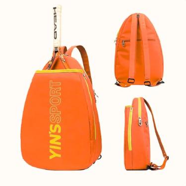 Imagem de Mochila Para Raquete de Beach Tennis Bolsa Raqueteira Porta Raquete Tenis Padel Squash Frescobol Alça Dupla Com Zíper Acolchoada (Laranja)