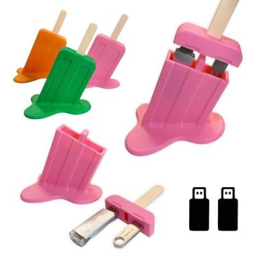 Imagem de CHOWONE Estojo USB Flash Drive modelo sorvete, organizador de armazenamento de cartão de memória USB, acessórios eletrônicos, capa para pen drive, adorável escritório, casa, armazenamento e decoração