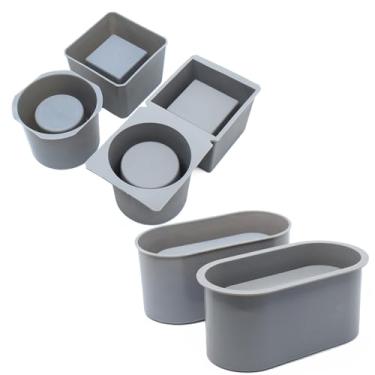 Imagem de Moldes de silicone para plantas de concreto de cimento e formas para vasos de suculentas DIY, pacote com 3