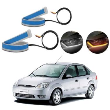 Imagem de Kit Fitas Led DRL Farol + Seta 12v 45cm Fiesta Sedan 1996 1997 1998 19