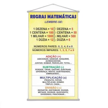 Imagem de Banner Escolar Pedagógico Regras Matemáticas 80X50Cm - Plimshop