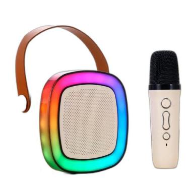 Imagem de Caixa Som Karaokê Bluetooth Microfone Sem Fio Led Rgb - Bellator
