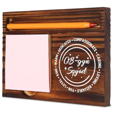 Imagem de TRCENDE Presente de esquadrão de ginecologia para obstetras e ginecologia, suporte de bloco de notas de madeira com compartimento para caneta, decoração de escritório de agradecimento XBT49