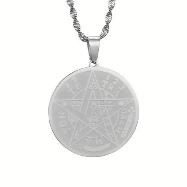 Imagem de Medalha Tetragramaton + Colar 35cm Ocultismo Kabala Aço Inox
