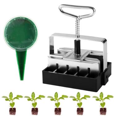 Imagem de Mini bloqueador de chão com 20 células, bloqueador de terra de mão de ferro de 1,92 cm x 1,92 cm com dispensador de sementes para plantas de interior e exterior