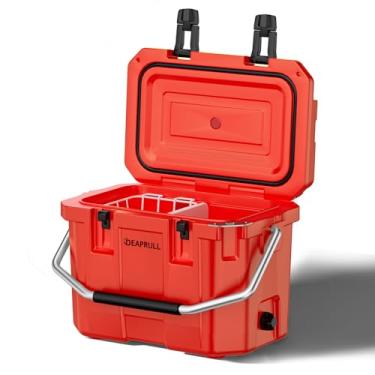 Imagem de Refrigerador rígido de 30 litros, caixa de gelo isolada segura gelo por mais dias, refrigerador portátil com alça, porta-copos, travas duplas para acampamento, bebida, praia, piquenique, pesca, barco