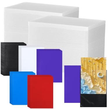 Imagem de Wonderjune 200 capas para cartões colecionáveis de 7,6 cm x 10 cm, suportes protetores de PVC transparente para beisebol, futebol, esportes, protetores de cartas de jogo, 100 unidades rígidas + 100