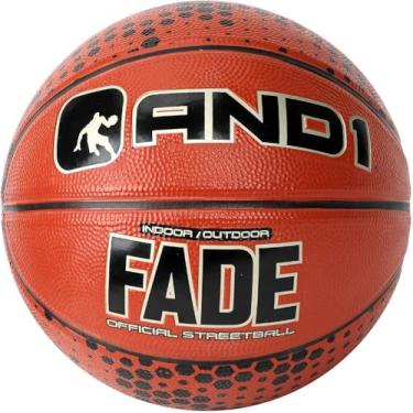 Imagem de AND1 Fade Hex Rubber Basketball Game Ready, 75 cm, feito para jogos de basquete internos e externos, vendido esvaziado, tamanho 6, laranja