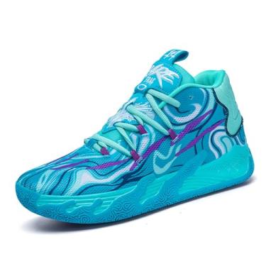 Imagem de Crazyours Tênis masculino moderno de basquete de cano alto com cadarço, leve, antiderrapante, casual, para uso ao ar livre, para tênis, caminhada, vôlei, Azul, 37
