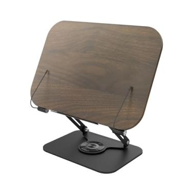 Imagem de Suporte giratório para livros R52 de dois polos – rotação de 360°, altura e ângulo ajustáveis, para notebooks/tablets de 14 a 17,3 polegadas, suporte para livros de receitas (preto elegante)