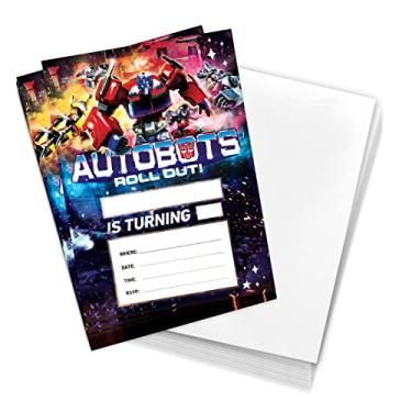 Imagem de Desert Cactus Cartões de convites de feliz aniversário Transformers 10 unidades com envelopes meninos meninas festa infantil (estilo A)