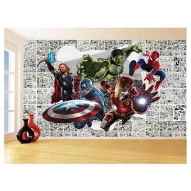Imagem de Papel De Parede 3D Heróis Página Quadrinhos Hq 3,5M Nhma227 - Você Dec