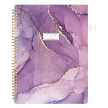 Imagem de Agenda de compromissos 2024-2025, agenda semanal diária de julho de 2024 a junho de 2025, agenda AIMPEAK roxa com incrementos de 15 minutos, agenda horária para mulheres, abas, bolso, encadernação em