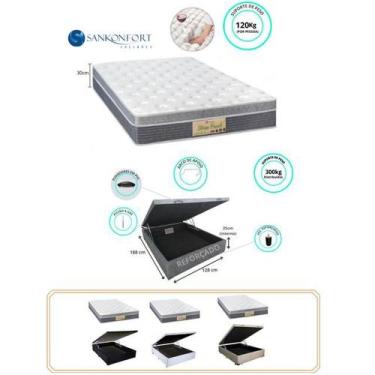 Imagem de Conjunto Cama Box Baú Casal Padrão Viúva + Colchão Sankonfort Sleep Fr