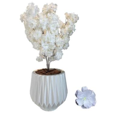 Imagem de Flor Cerejeira Pessegueiro Artificial Buque Com Vaso Planta - Flor Imp