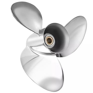 Imagem de VQPROPs 16x18 1/2 Pitch Substituir OEM # 990C0-00810-185 Hélice de barco de popa de aço inoxidável para motores Suzuki DT/DF150 175 200 225HP 300FP 16 diâmetro x 18 1/2 hélice 15 estrias dente RH