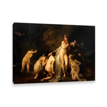 Imagem de Jules Joseph Lefebvre - Diana surpresa, pintura a óleo em tela, arte estética, pôster, imagem, famosa, arte em tela, decoração para casa, 42 x 30 cm (17 x 12 pol) emoldurada