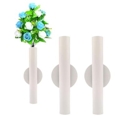 Imagem de Suporte de vaso de parede de metal adesivo – tubo decorativo para exibição floral fresco/seco/sintético, resistente à ferrugem, casa e escritório, sala de jantar também adequado para decoração de