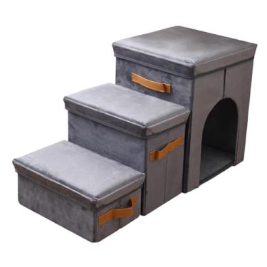 Imagem de IEUDNS Escada para cachorros Pet Stairs com armazenamento para gatos e cães pequenos e médios Escada dobrável para gatos mais velhos para cama alta Sofá Sofá