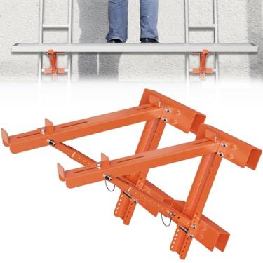 Imagem de ERFEI Pacote com 2 macacos de escada para plataforma de andaimes Jacks de escada de aço resistente Suporte de andaime Jack de extensão de escada para pintura de telhados Local de trabalho Plataforma