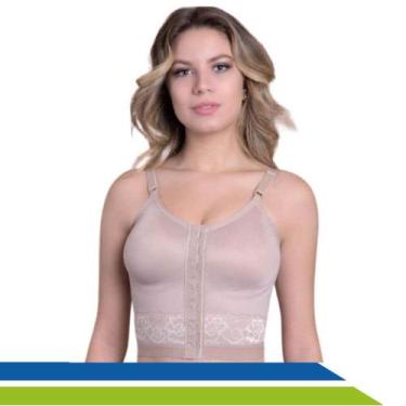 Imagem de Sutiã Pós-Cirúrgico Longo com Base Reforçada Alça Regulável Renda Mamo