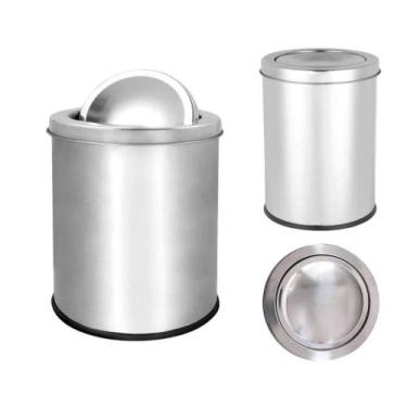 Imagem de Lixeira Com Tampa Basculante Multiuso Aço Inox 05 Litros - Power Maid
