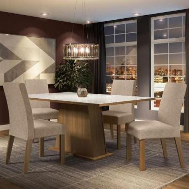 Imagem de Mesa Tampo De Vidro Com 4 Cadeiras - Rustic/branco/imperial - MADESA