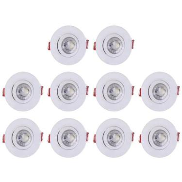 Imagem de Kit 10 Spots LED Redondo Embutir Teto 3W 6500K Branco Frio - TRAMONTIN