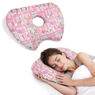 Imagem de BVOKQUC Travesseiro de piercing de orelha para dormir de lado, travesseiros com furos para dor de ouvido, travesseiro de donut para adultos, CNH, alívio de dor de ouvido, almofada de pressão e