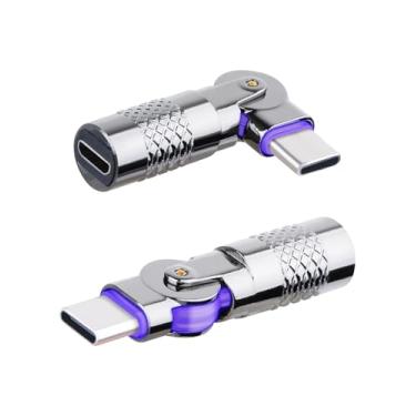 Imagem de RIIEYOCA Micro USB fêmea para USB C macho adaptador de dados de interface dupla rotativo de 180 graus, 5V 3A 480Mpbs Micro para Tipo-C extensor de carregador rápido rotativo para telefones celulares