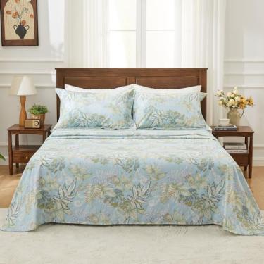 Imagem de Kingrest Jogo de cama solteiro 100% algodão GG - 4 peças de lençóis leves e refrescantes, bolso profundo de 40,6 cm, roupa de cama percal respirável, lençóis de luxo macios e duráveis (folhas)
